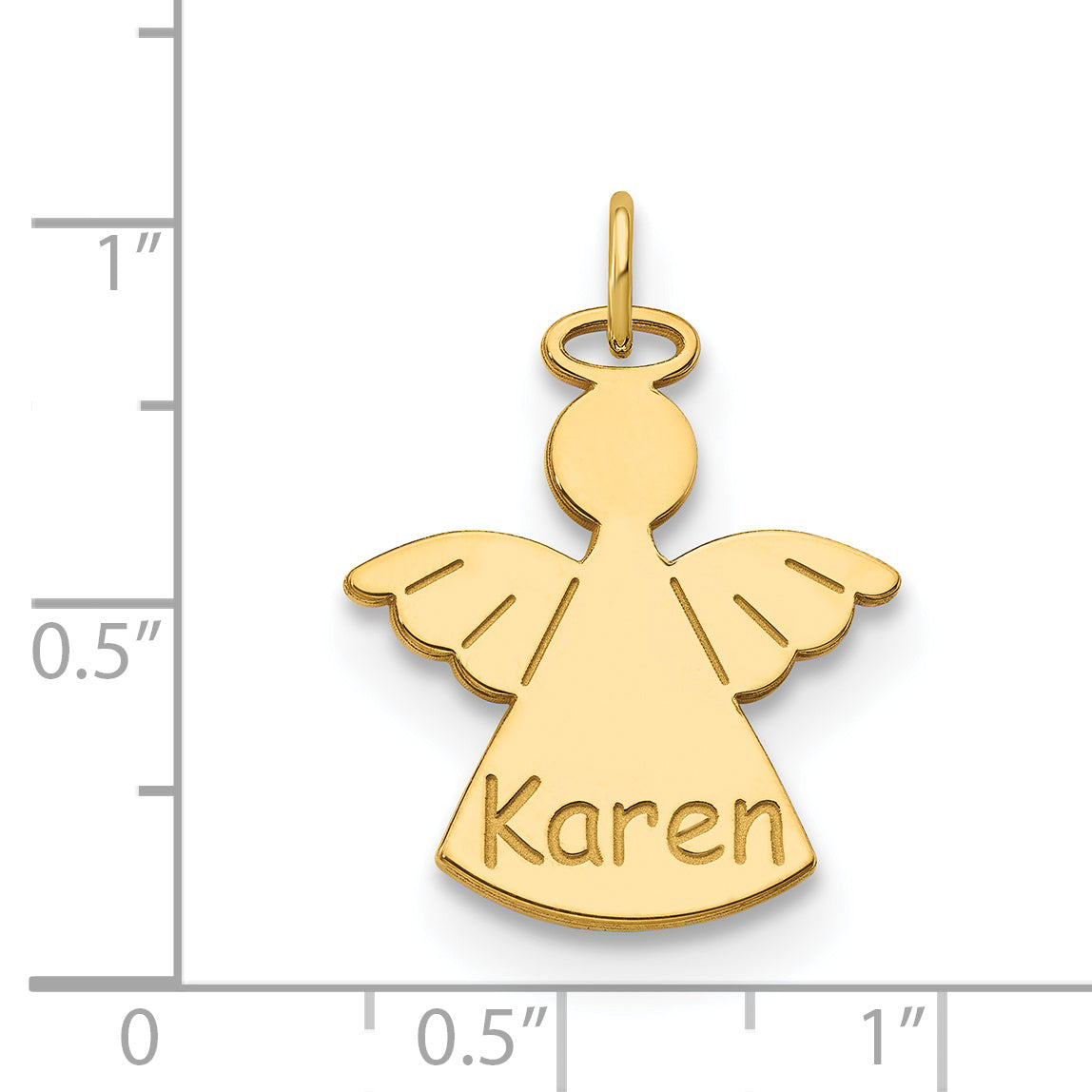 14K Yellow Gold Personalized Angel Charm