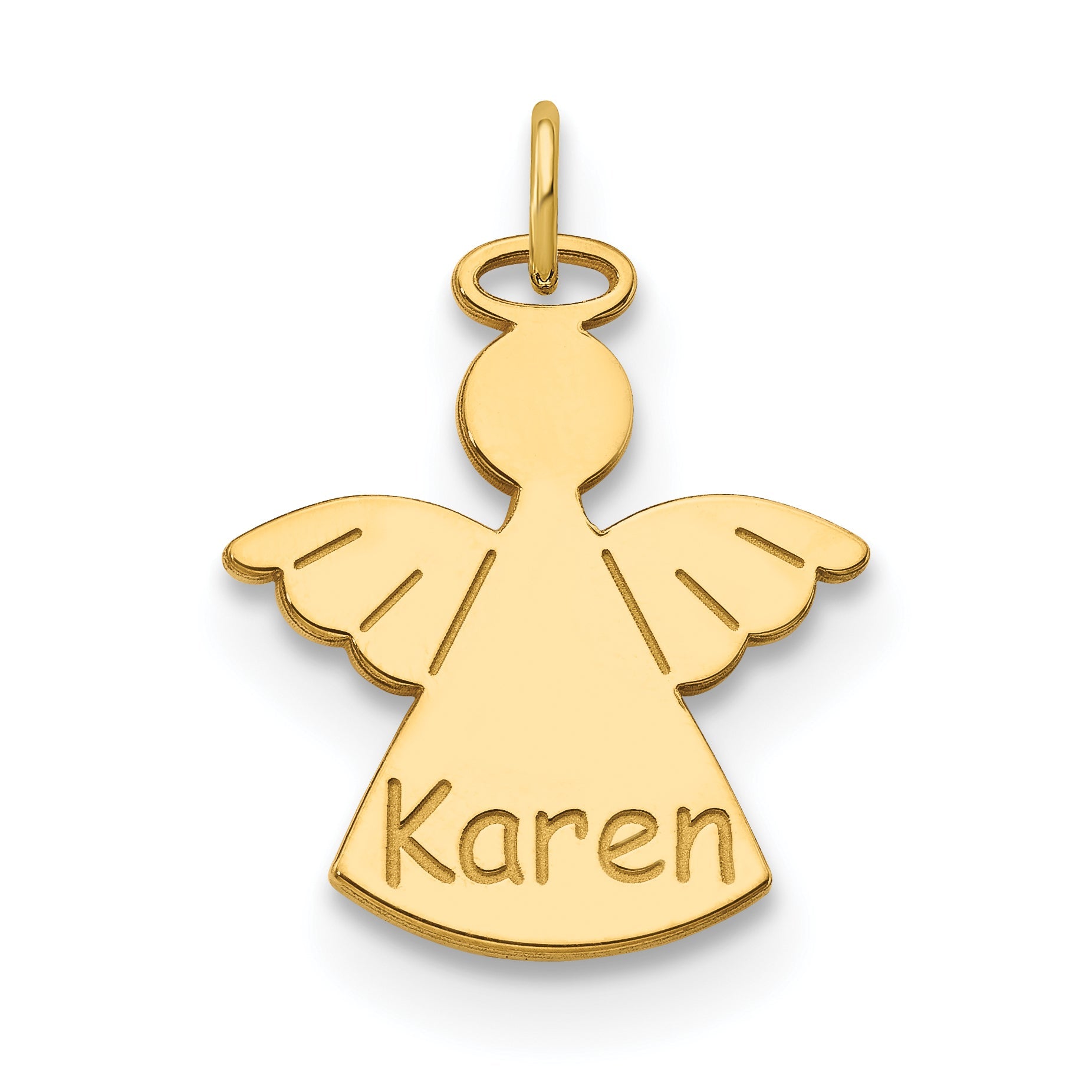 14K Yellow Gold Personalized Angel Charm