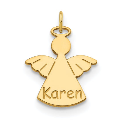 14K Yellow Gold Personalized Angel Charm