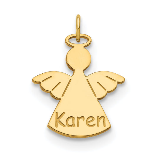 14K Yellow Gold Personalized Angel Charm