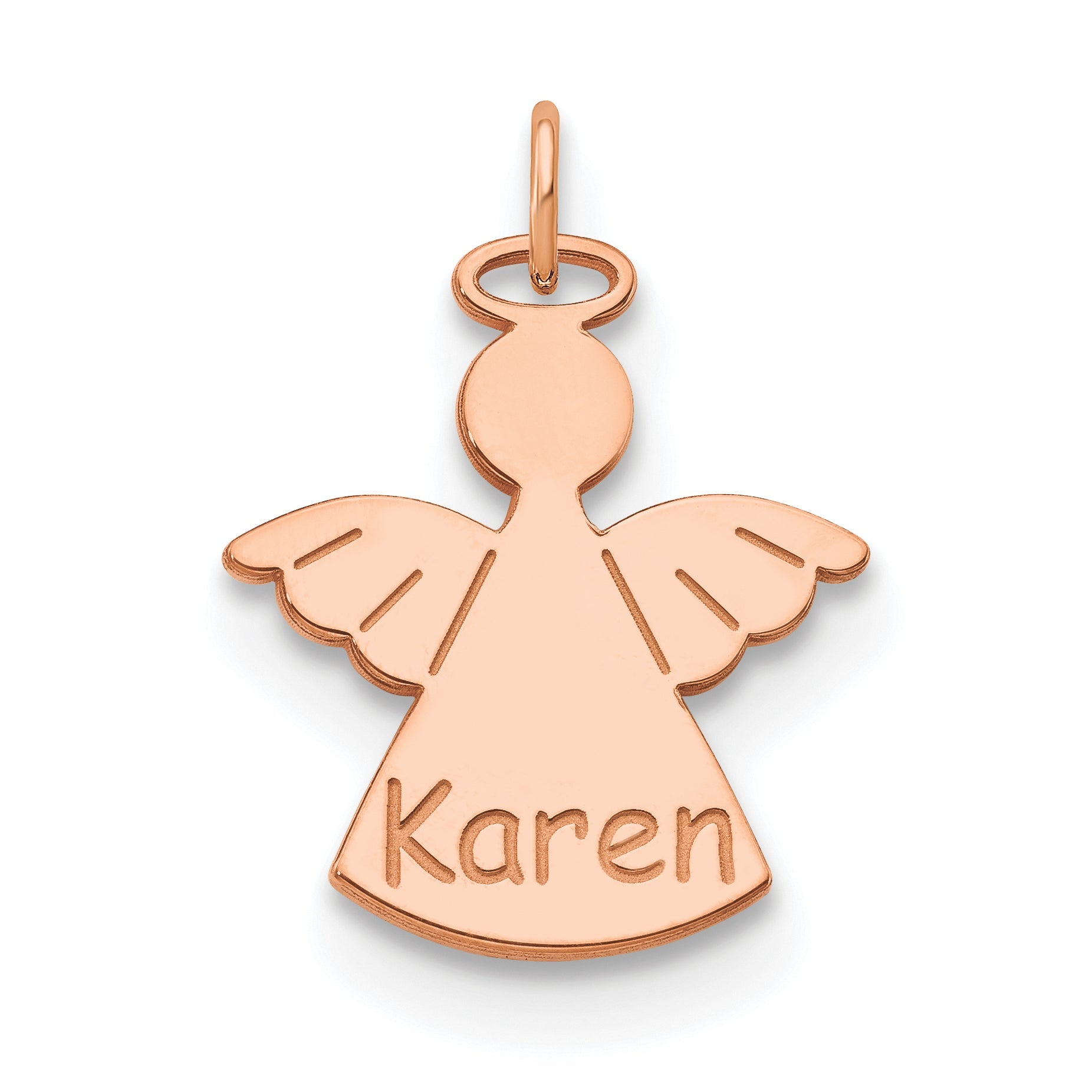 14K Rose Gold Personalized Angel Charm