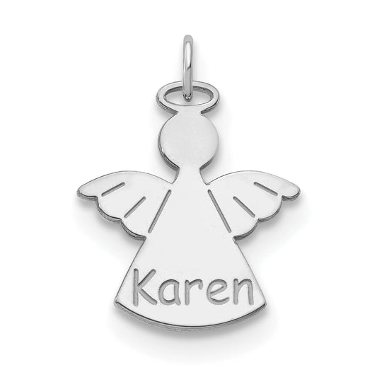 14K White Gold Personalized Angel Charm