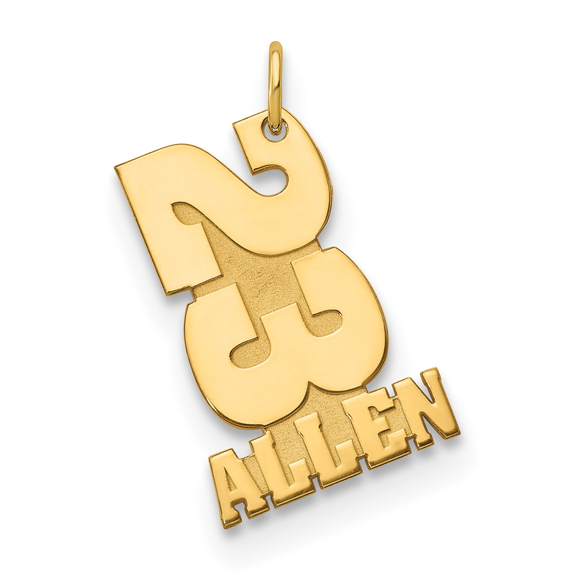 14K Yellow Gold Stacked Number And Name Charm