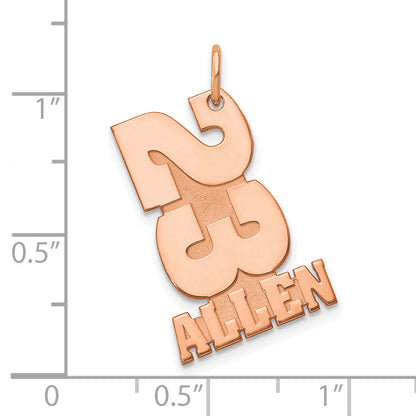 14K Rose Gold Stacked Number And Name Charm