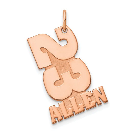 14K Rose Gold Stacked Number And Name Charm