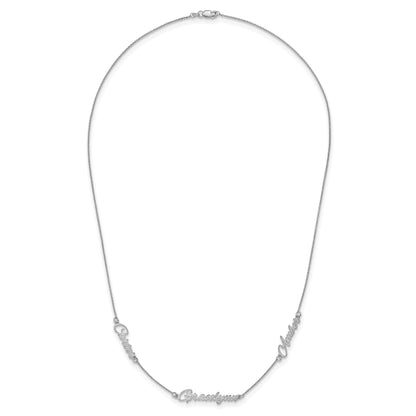 Sterling Silver Silver/Rhodium Plated Brushed 3 Name Necklace