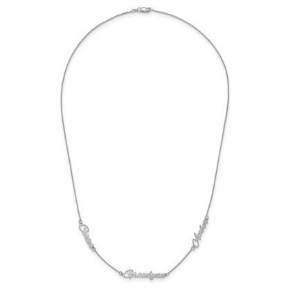 Sterling Silver Silver/Rhodium Plated Brushed 3 Name Necklace