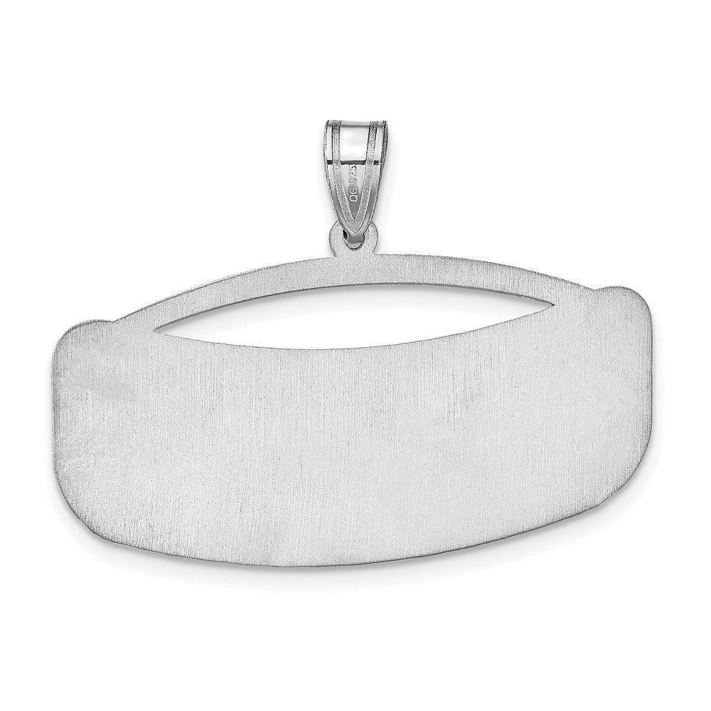 Sterling Silver Silver/Rhodium Plated Curved Name Plate Pendant