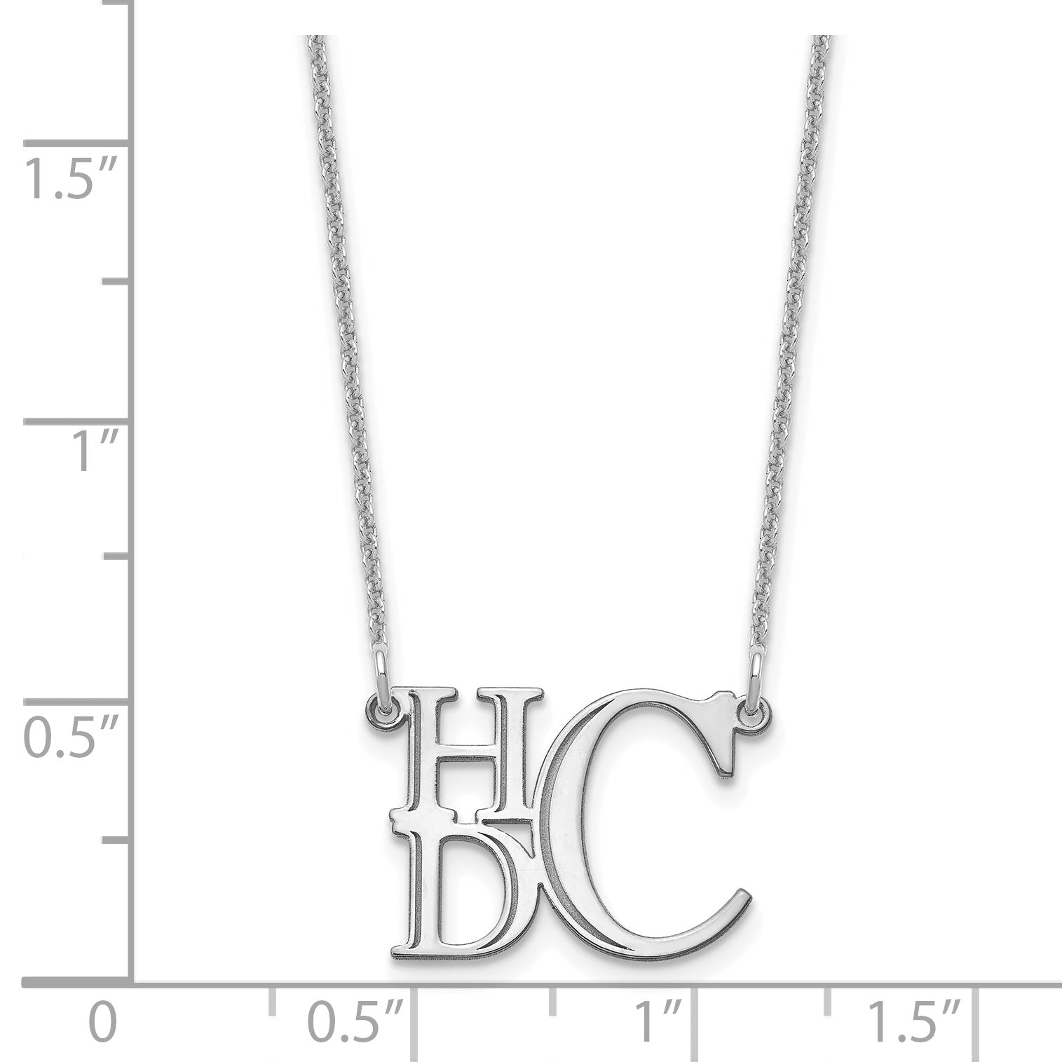 14K White Gold Semi Stacked Monogram Necklace