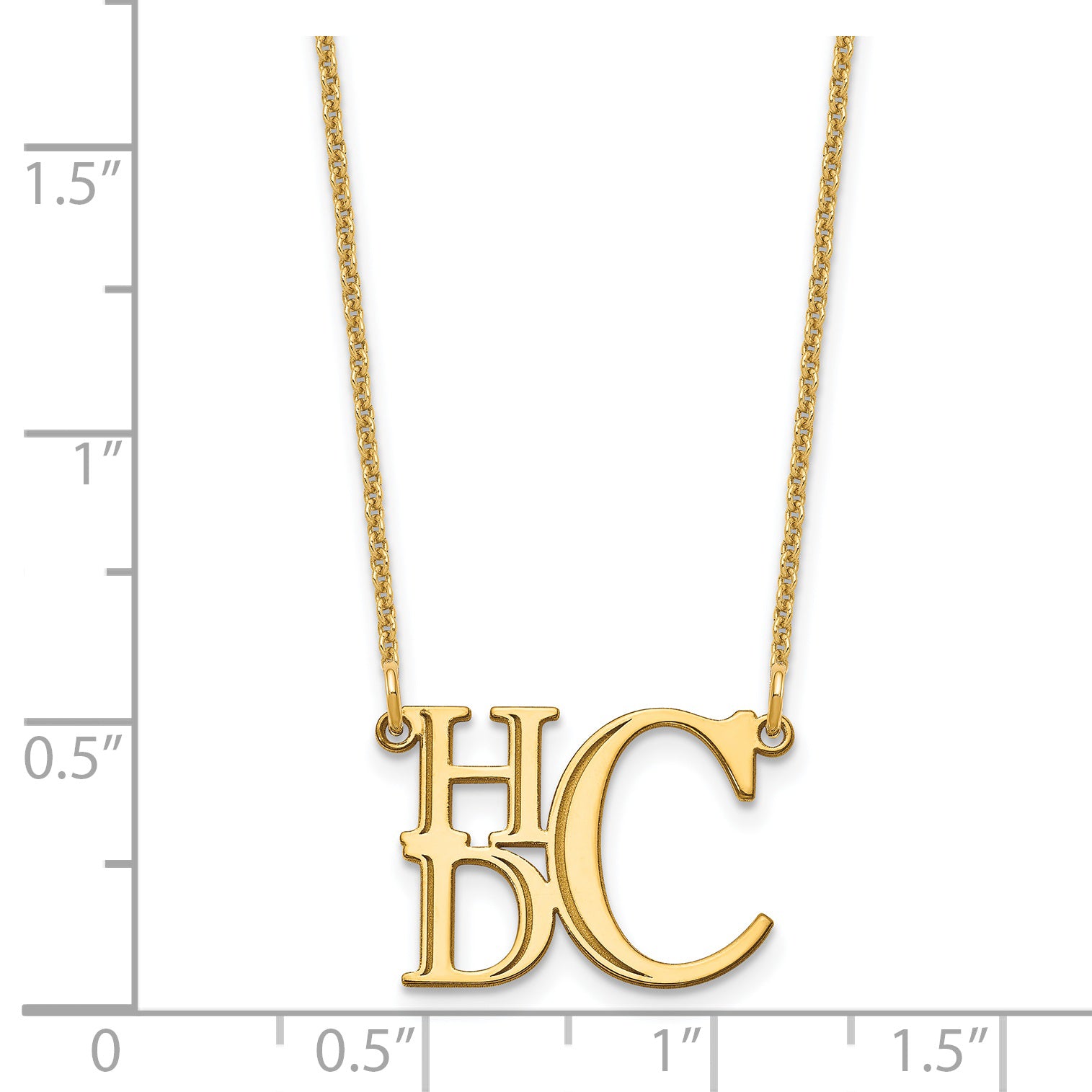 14K Yellow Gold Semi Stacked Monogram Necklace