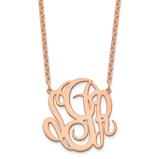 Rose Plated Sterling Silver/Rose Monogram Necklace
