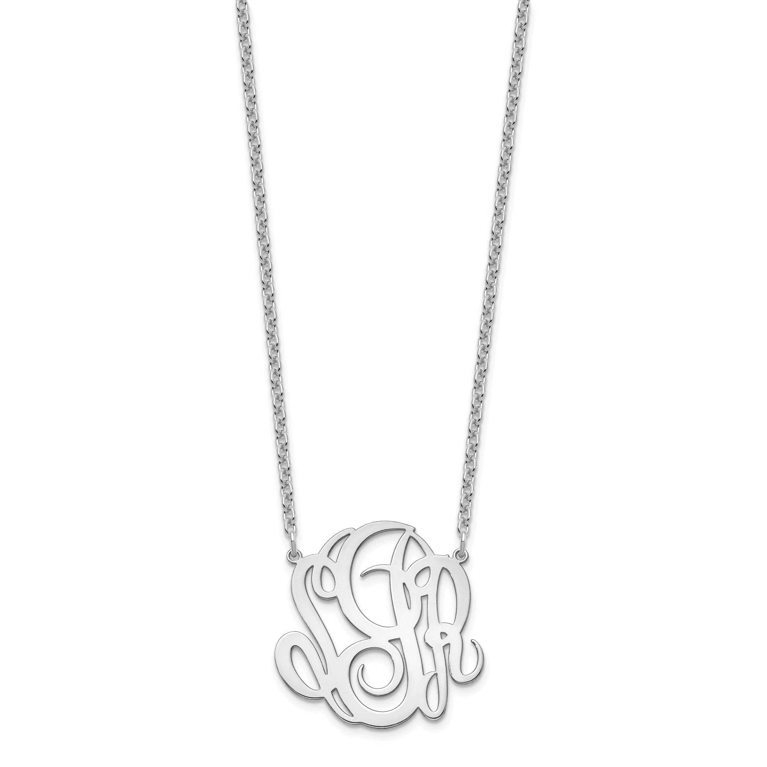 Sterling Silver Silver/Rhodium Plated Monogram Necklace