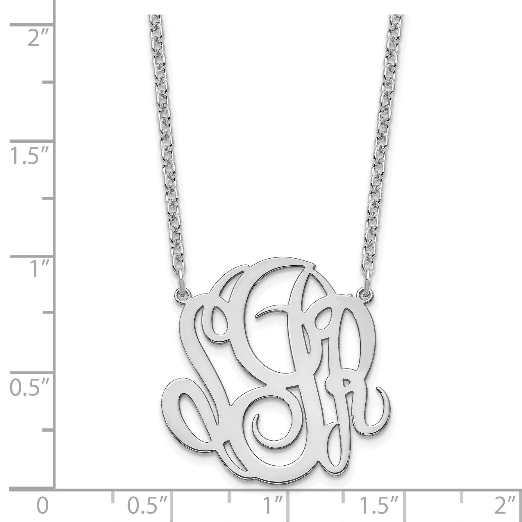 Sterling Silver Silver/Rhodium Plated Monogram Necklace