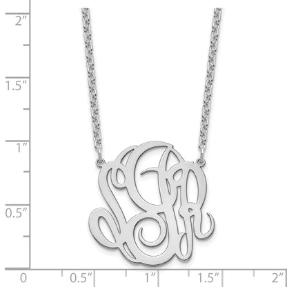 Sterling Silver Silver/Rhodium Plated Monogram Necklace