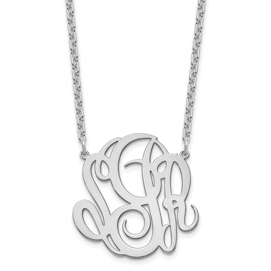 Sterling Silver Silver/Rhodium Plated Monogram Necklace