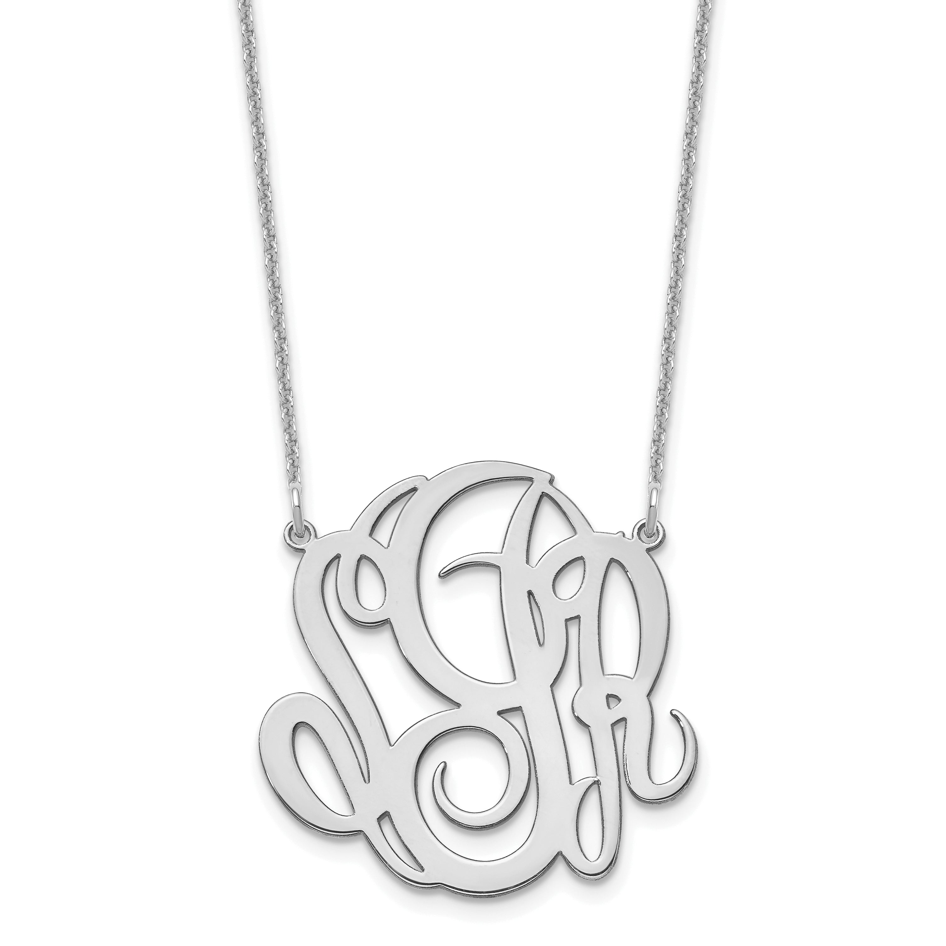 14K White Gold Monogram Necklace