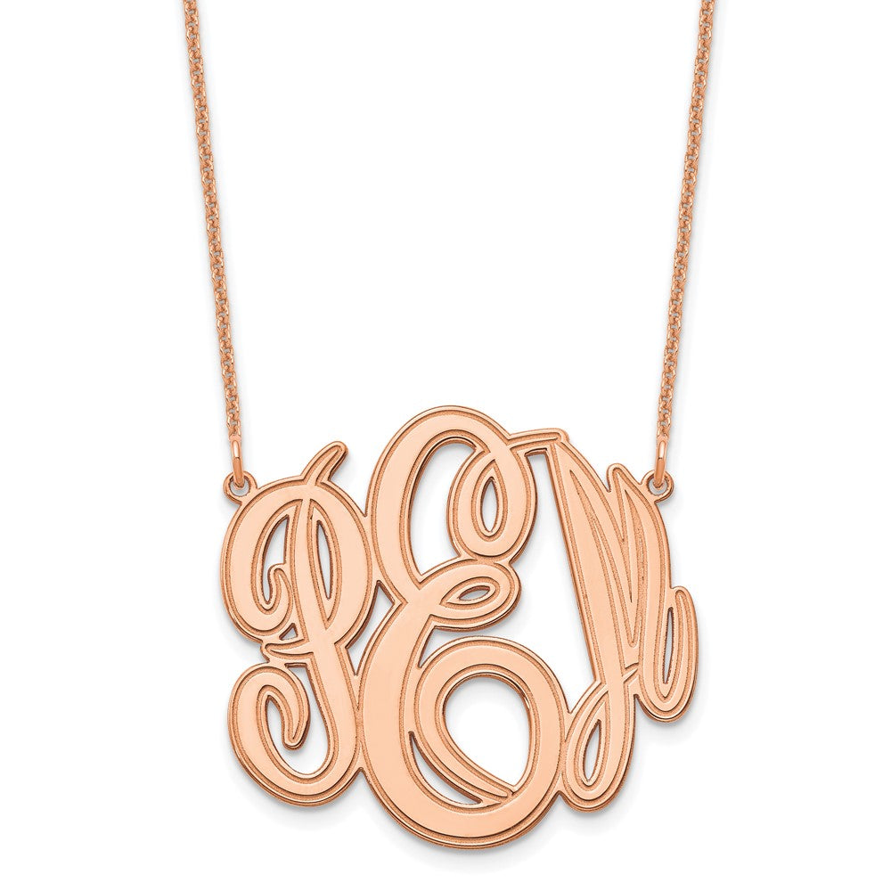 14K Rose Gold Etched Monogram Necklace