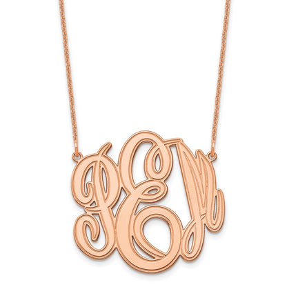 14K Rose Gold Etched Monogram Necklace