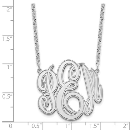 Sterling Silver Silver/Rhodium Plated Etched Monogram Necklace