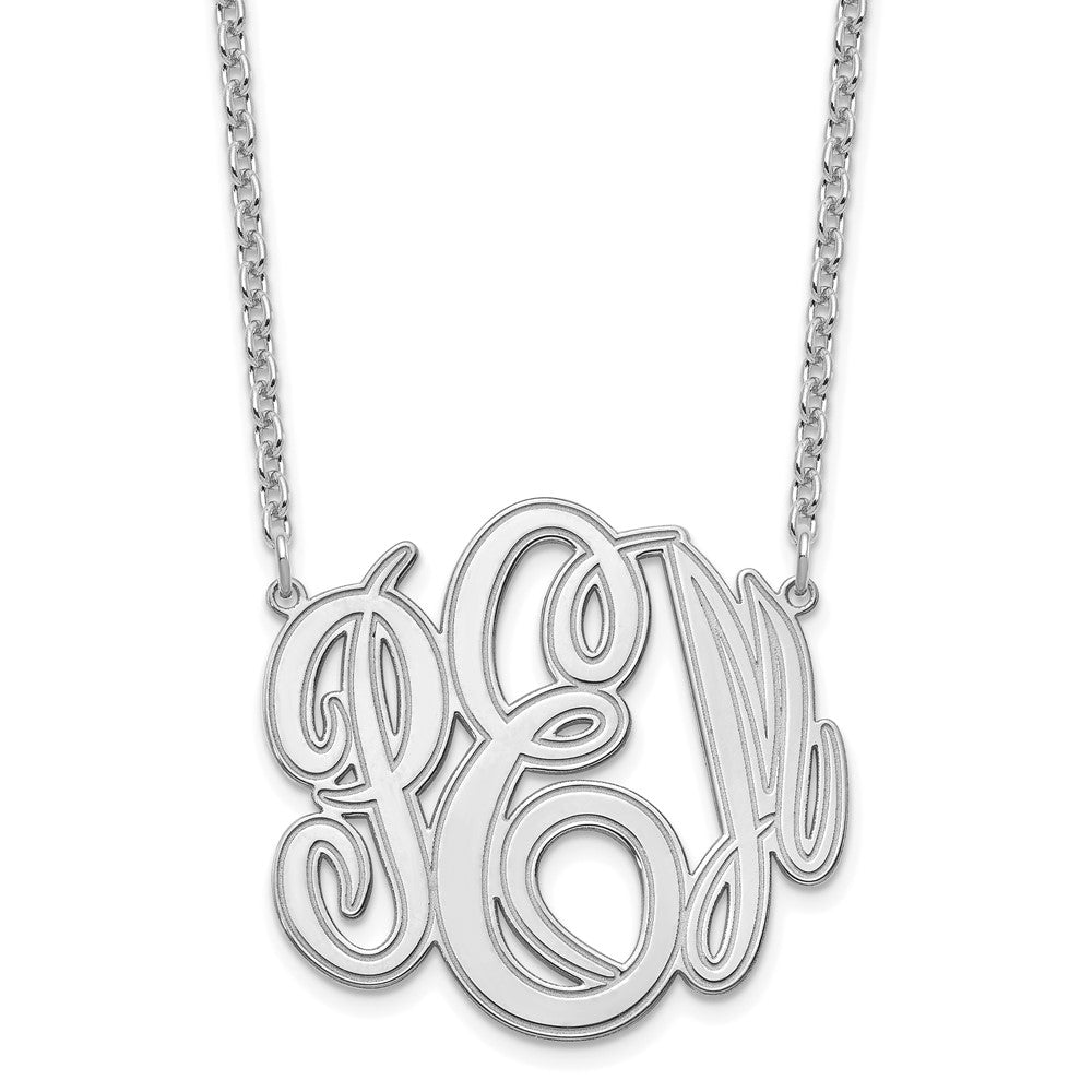 Sterling Silver Silver/Rhodium Plated Etched Monogram Necklace