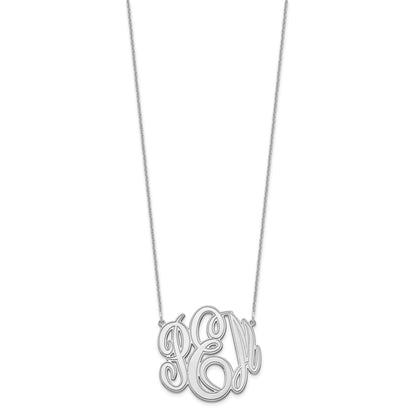 14K White Gold Etched Monogram Necklace