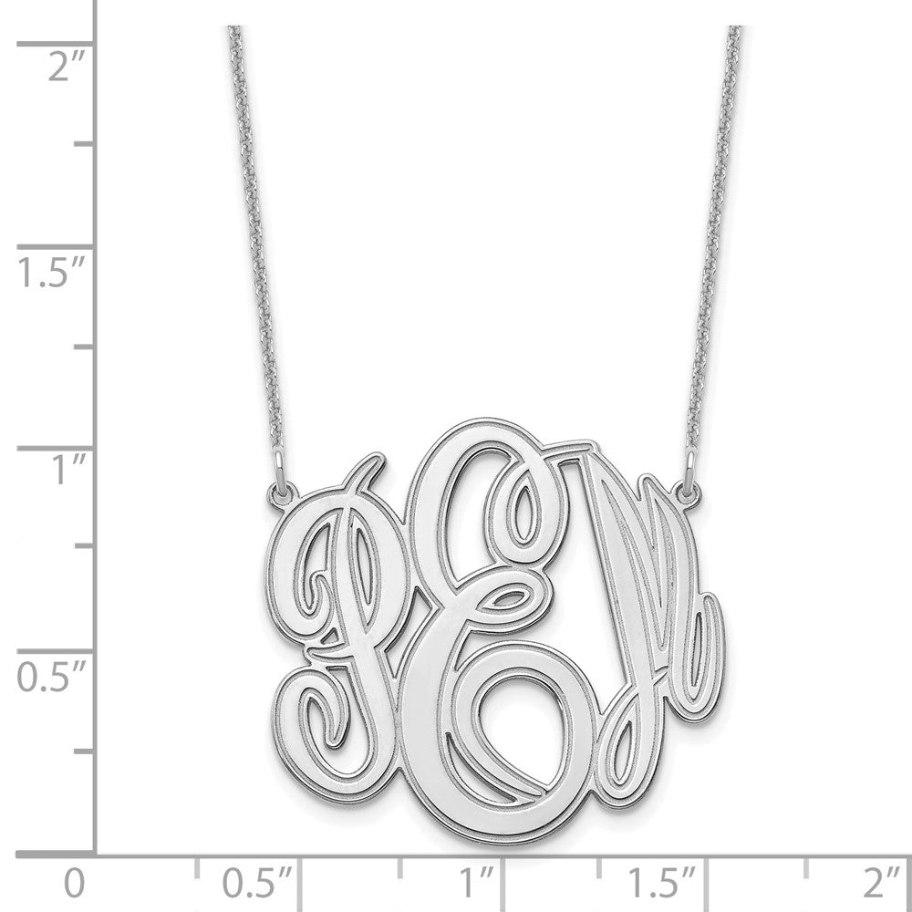 14K White Gold Etched Monogram Necklace