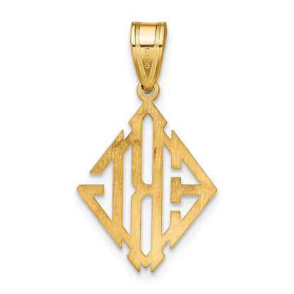 Gold Plated Sterling Silver/Gold Diamond Shape Monogram Pendant