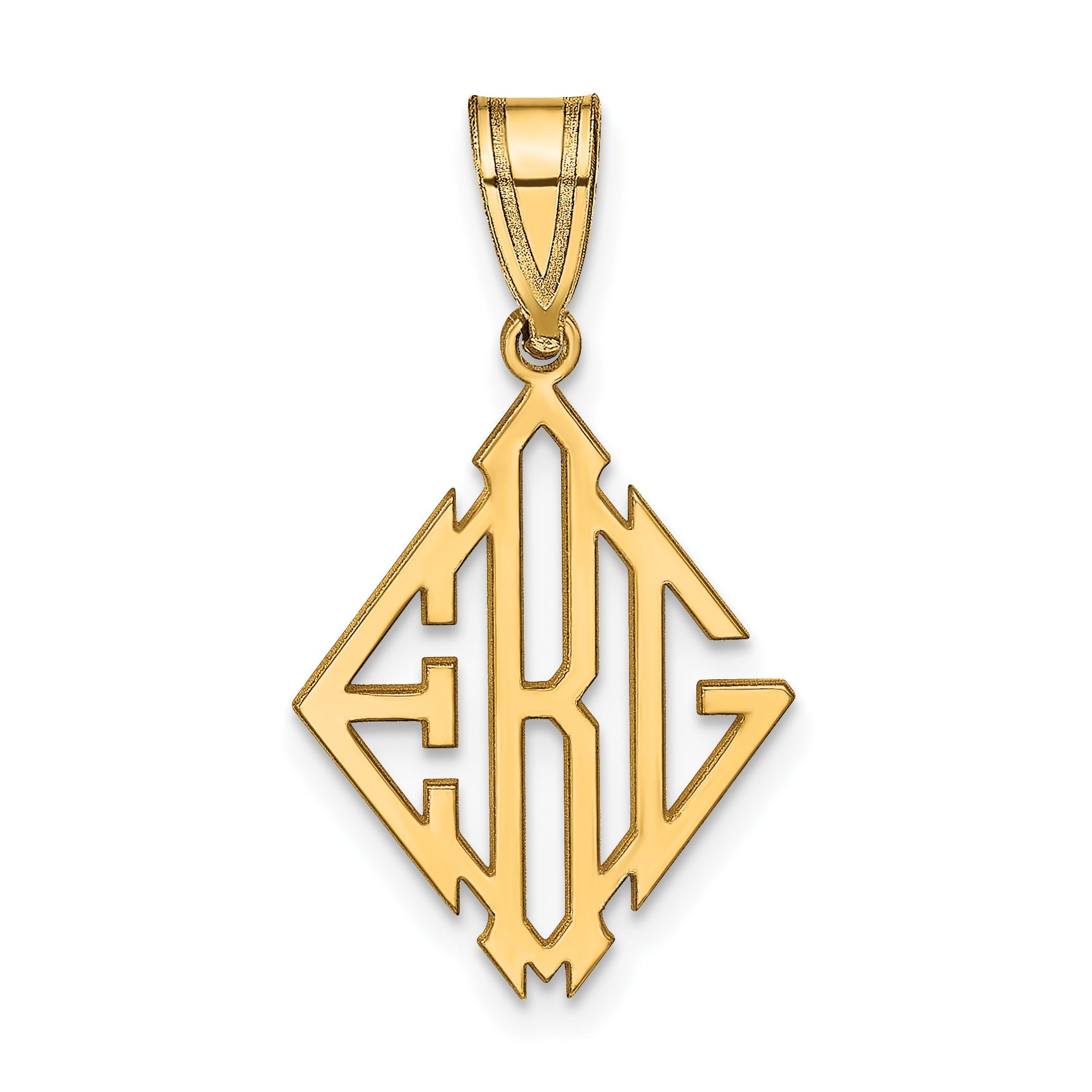 Gold Plated Sterling Silver/Gold Diamond Shape Monogram Pendant