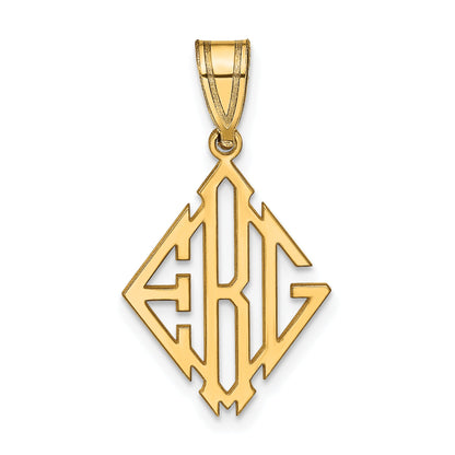 Gold Plated Sterling Silver/Gold Diamond Shape Monogram Pendant