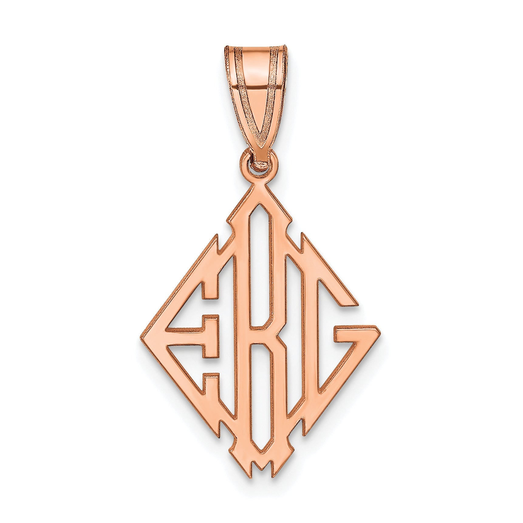 14K Rose Gold Diamond Shape Monogram Pendant