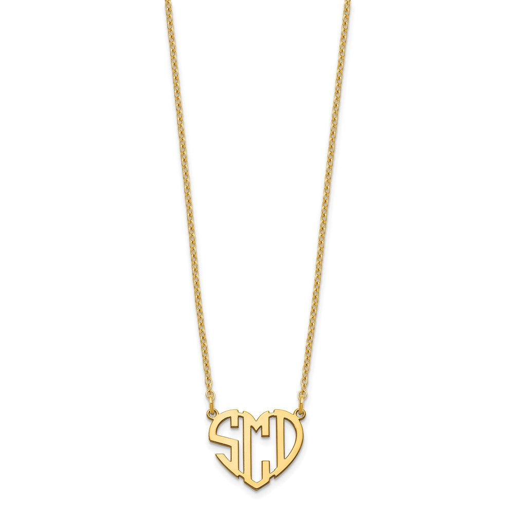 Gold Plated Sterling Silver/Gold Heart Monogram Necklace
