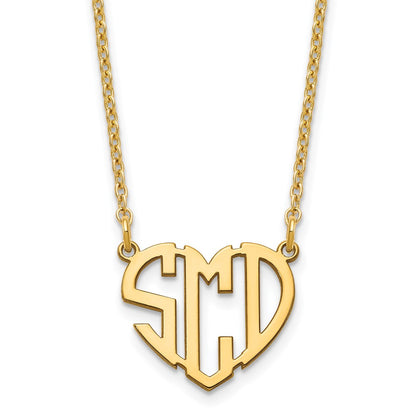 Gold Plated Sterling Silver/Gold Heart Monogram Necklace