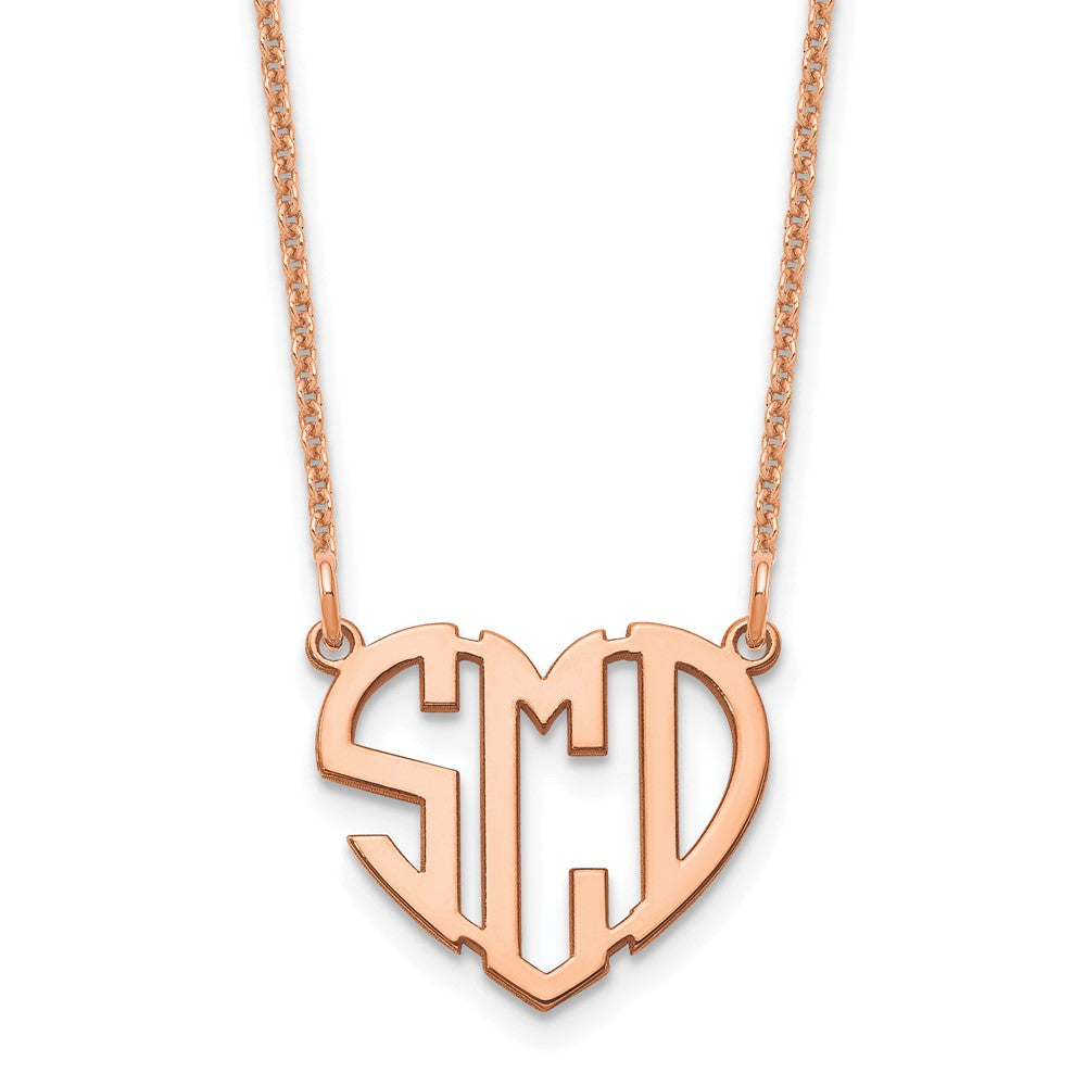 14K Rose Gold Heart Monogram Necklace