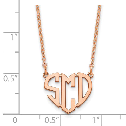 Rose Plated Sterling Silver/Rose Heart Monogram Necklace