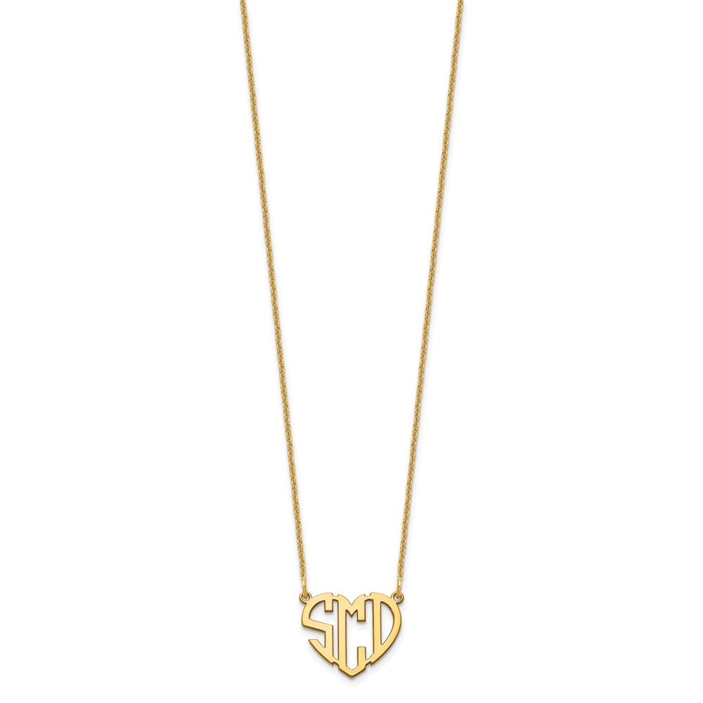 14K Yellow Gold Heart Monogram Necklace