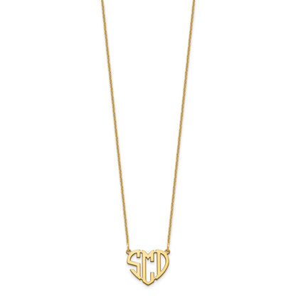 14K Yellow Gold Heart Monogram Necklace