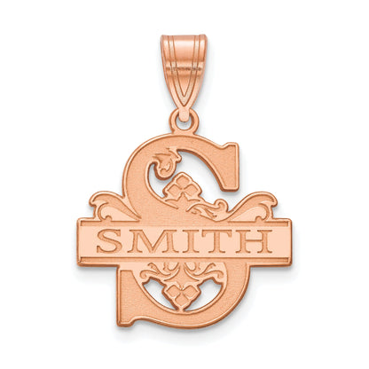 Rose Plated Sterling Silver/Rose Initial And Family Name Pendant
