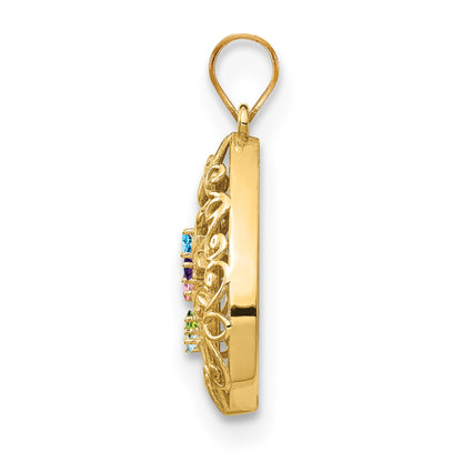 14K Yellow Gold 14Ky 5 Birthstone Tree Of Life Tear Drop Pendant