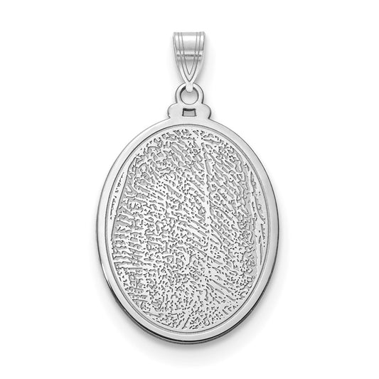 14K White Gold Oval Fingerprint Pendant