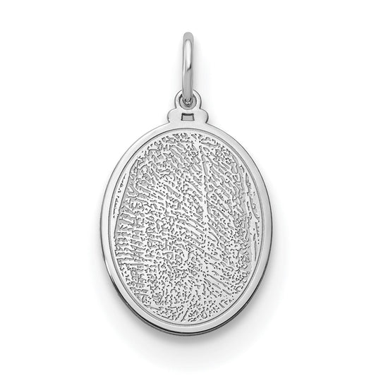 14K White Gold Oval Fingerprint Charm