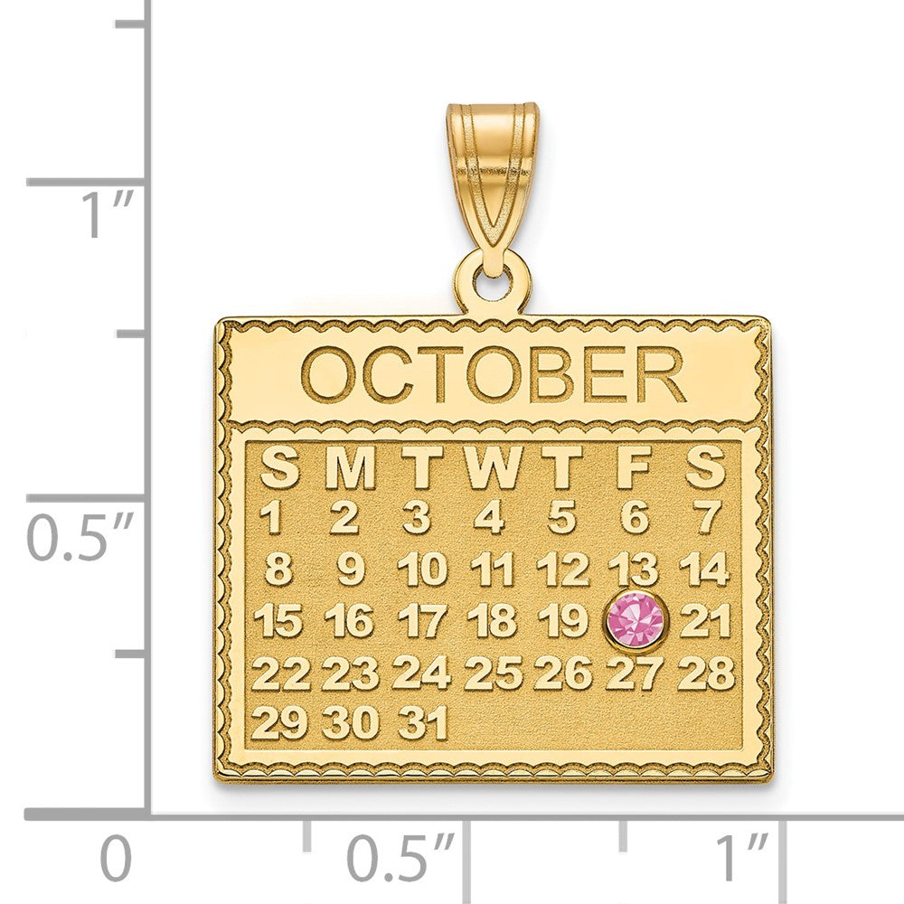 14K Yellow Gold Yg Calendar Bezek Birthstone Pendant
