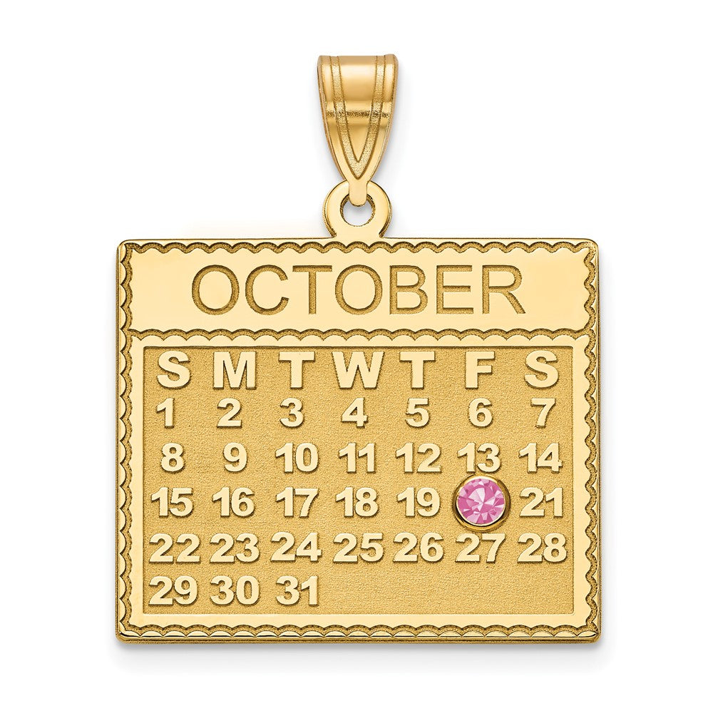 14K Yellow Gold Yg Calendar Bezek Birthstone Pendant