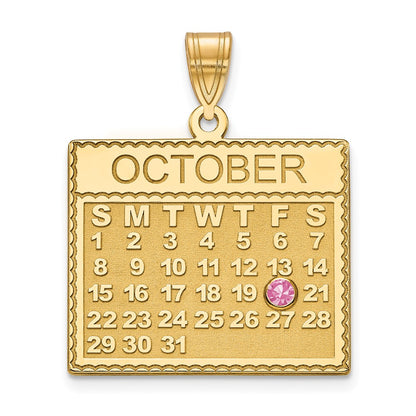 14K Yellow Gold Yg Calendar Bezek Birthstone Pendant