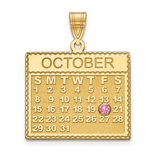 14K Yellow Gold Yg Calendar Bezek Birthstone Pendant