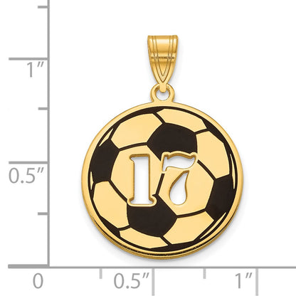 14K Yellow Gold Epoxy Soccer Ball With Cut Out Number Pendant