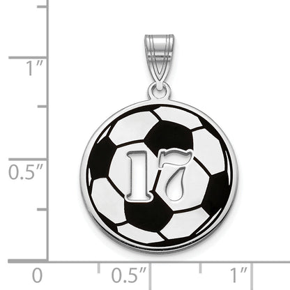 14K White Gold Epoxy Soccer Ball With Cut Out Number Pendant