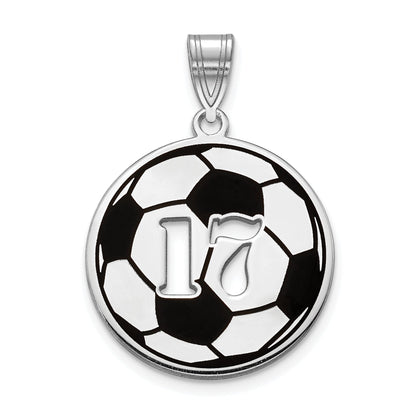 14K White Gold Epoxy Soccer Ball With Cut Out Number Pendant