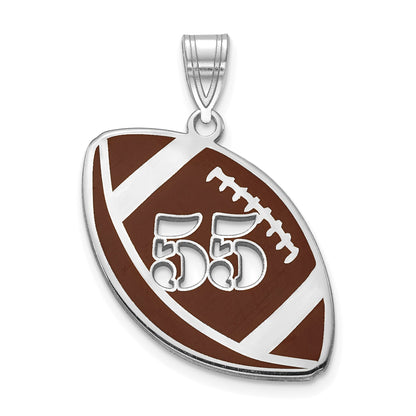 14K White Gold Epoxy Football With Cut Out Number Pendant