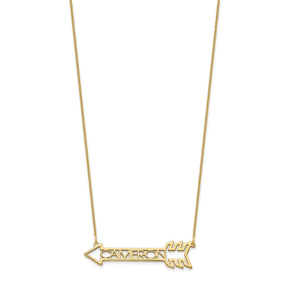 14K Yellow Gold Arrow With Name Necklace