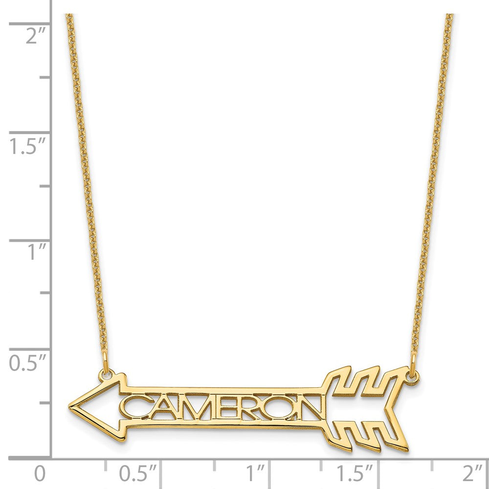 14K Yellow Gold Arrow With Name Necklace